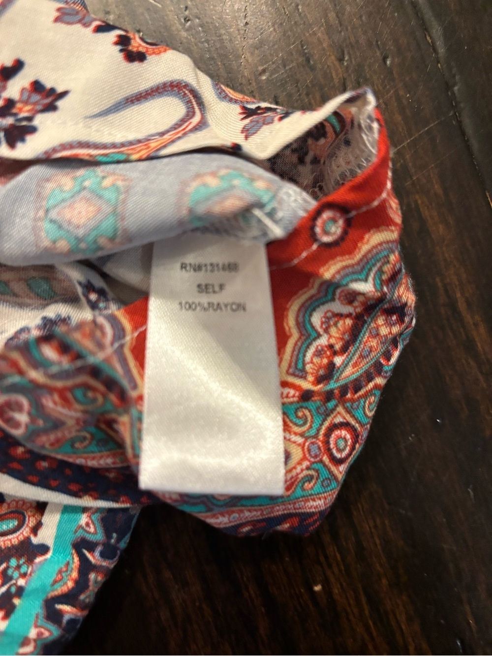 NWT ✨ Fate Patchwork scarf Paisley Button-Front Long sleeve Blouse-size medium - Picture 3 of 6